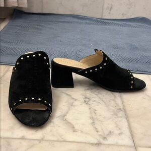 Bettye Muller Concept Black Suede Studded Women's Mules- SZ 7